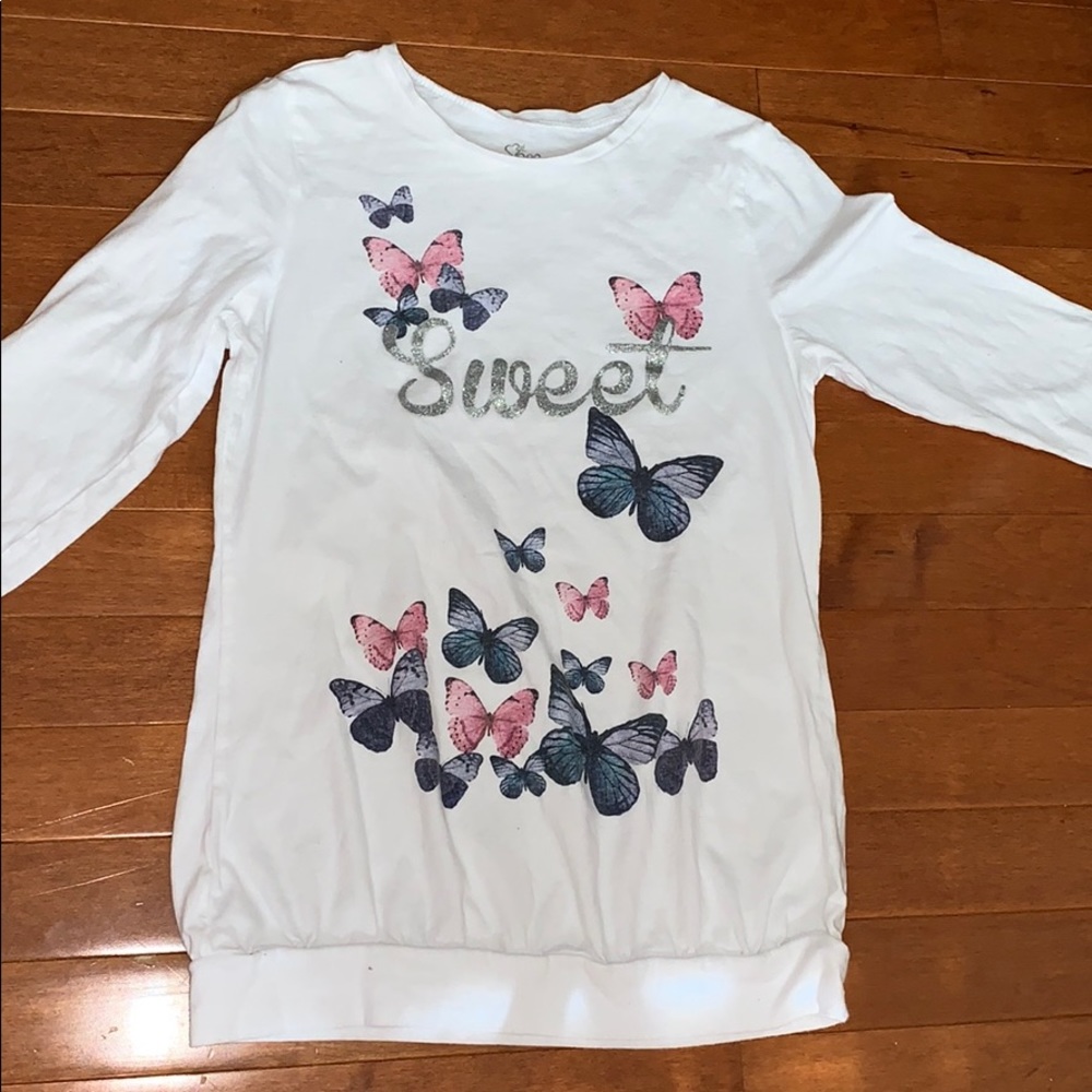 Long sleeve white butterfly shirt